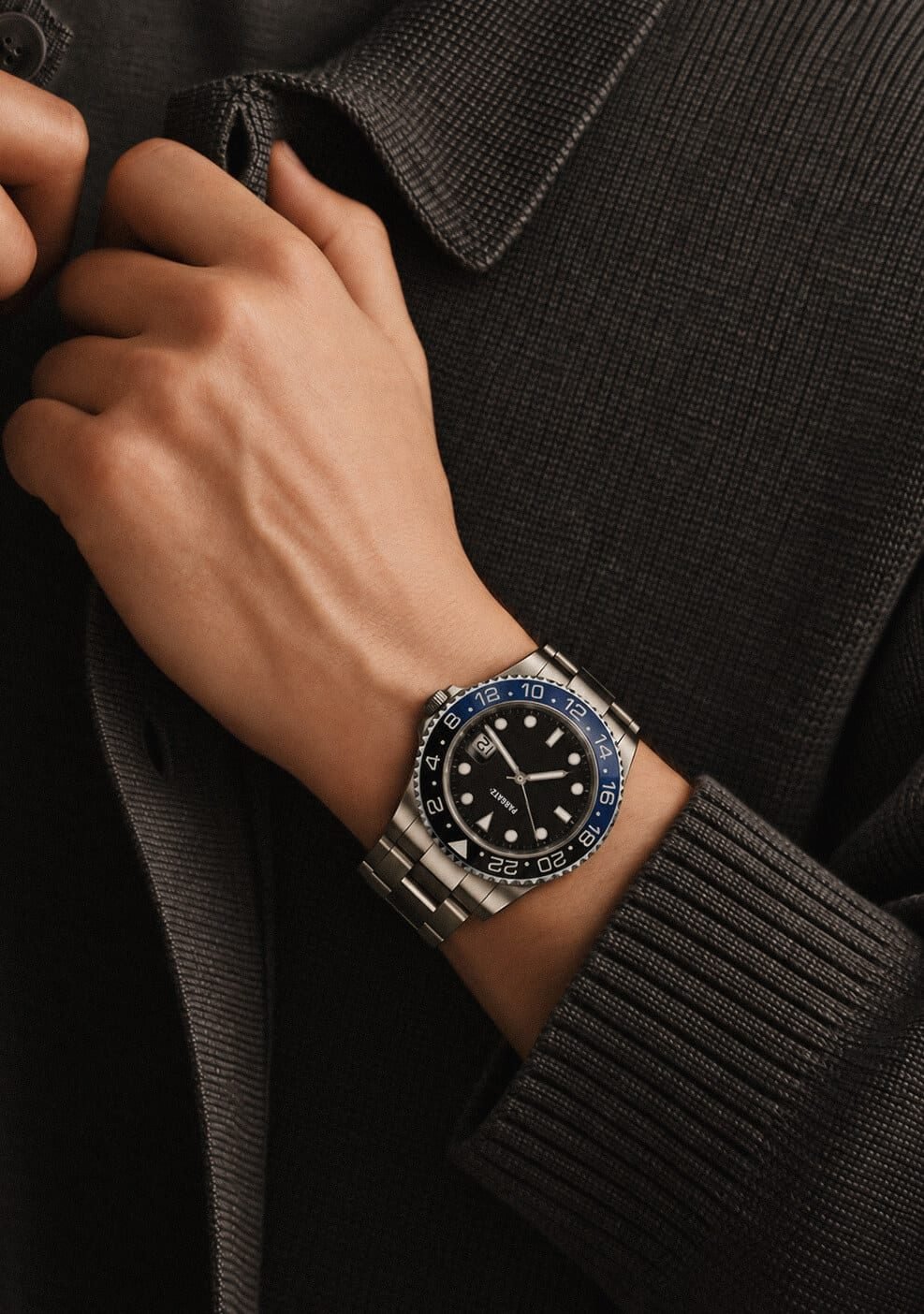 bisel azul y negro